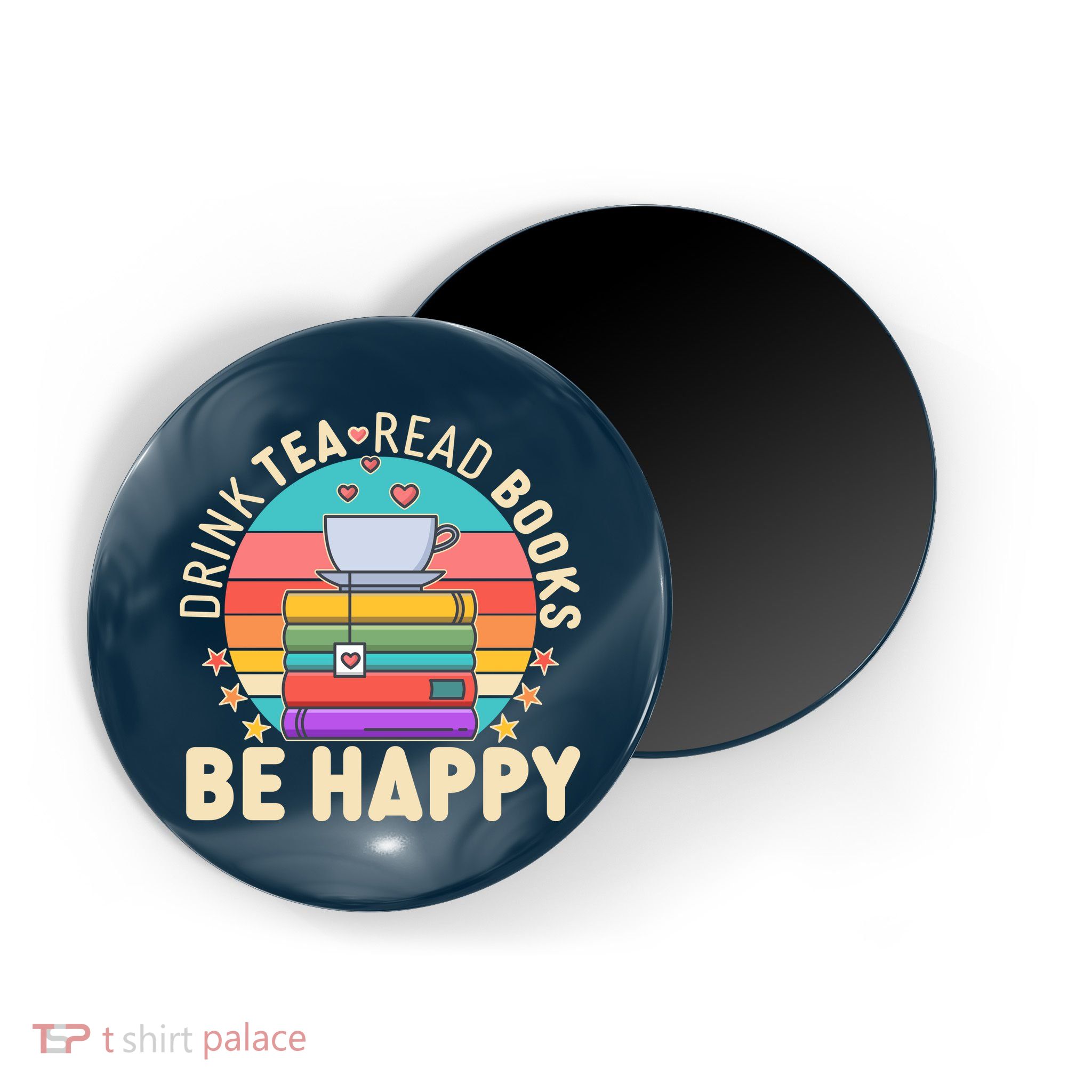 Retro Drink Tea Read Books Be Happy Magnet