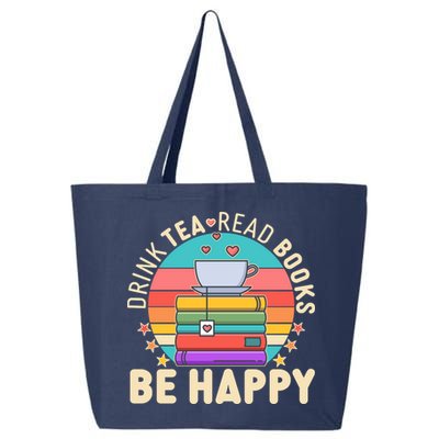 Retro Drink Tea Read Books Be Happy 25L Jumbo Tote