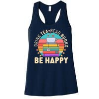 Retro Drink Tea Read Books Be Happy Women's Racerback Tank