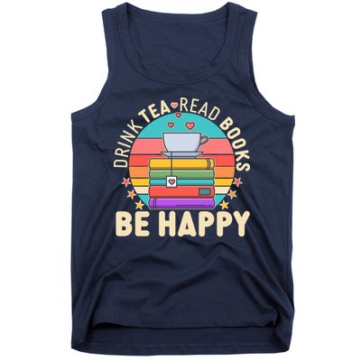 Retro Drink Tea Read Books Be Happy Tank Top