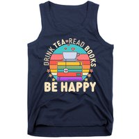 Retro Drink Tea Read Books Be Happy Tank Top