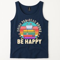 Retro Drink Tea Read Books Be Happy Tank Top