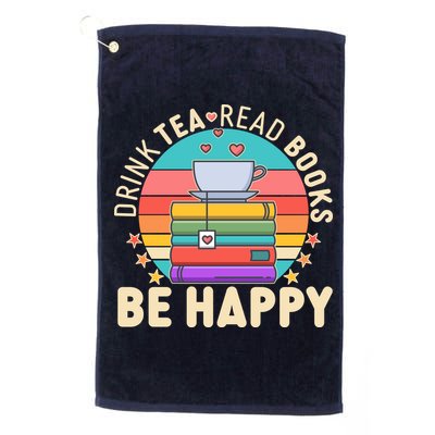 Retro Drink Tea Read Books Be Happy Golf Towel