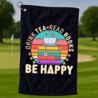 Retro Drink Tea Read Books Be Happy Golf Towel