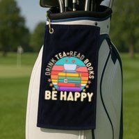 Retro Drink Tea Read Books Be Happy Golf Towel