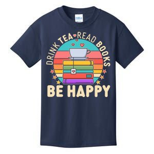 Retro Drink Tea Read Books Be Happy Kids T-Shirt