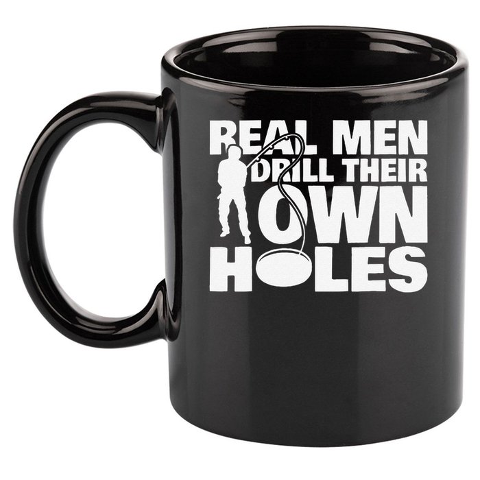 Real Drill Their Own Holes Ice Fishing 11oz C Handle Ceramic Mug