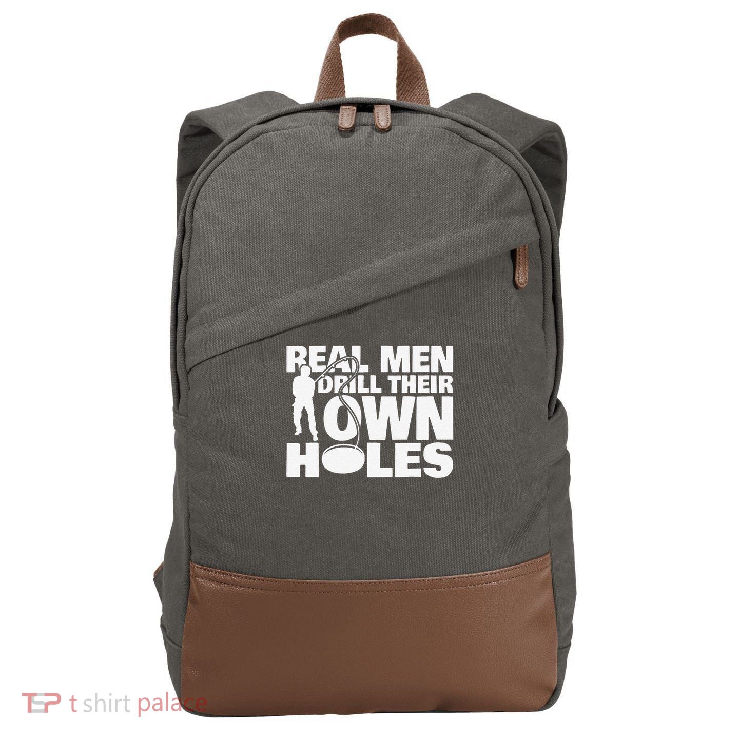 Real Drill Their Own Holes Ice Fishing Cotton Canvas Backpack