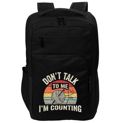 Retro DonT Talk To Me IM Counting Crochet Crocheting Impact Tech Backpack