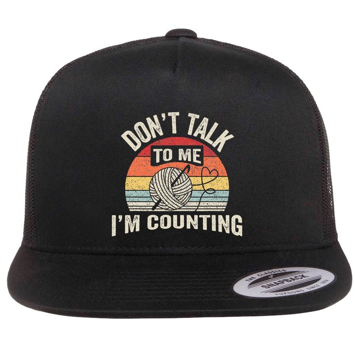 Retro DonT Talk To Me IM Counting Crochet Crocheting Flat Bill Trucker Hat