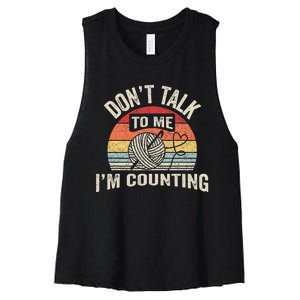 Retro DonT Talk To Me IM Counting Crochet Crocheting Women's Racerback Cropped Tank