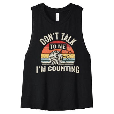 Retro DonT Talk To Me IM Counting Crochet Crocheting Women's Racerback Cropped Tank