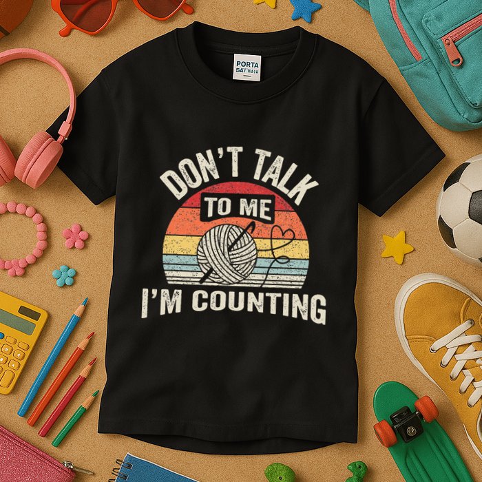Retro DonT Talk To Me IM Counting Crochet Crocheting Kids T-Shirt