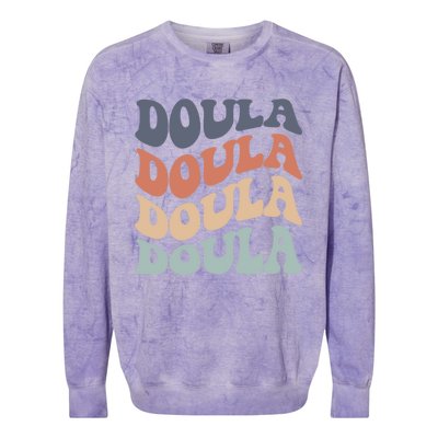 Retro Doula Tee Cute Doula Gift Midwife Student Doula Birth Gift Colorblast Crewneck Sweatshirt