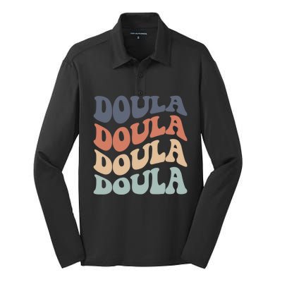 Retro Doula Tee Cute Doula Gift Midwife Student Doula Birth Gift Silk Touch Performance Long Sleeve Polo