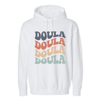 Retro Doula Tee Cute Doula Gift Midwife Student Doula Birth Gift Garment-Dyed Fleece Hoodie