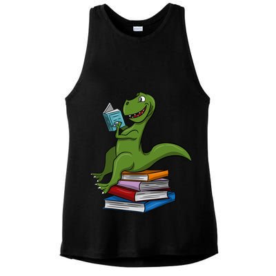 Reading Dinosaur T Rex Dinosaur Lover Dino Book Gift Idea Ladies PosiCharge Tri-Blend Wicking Tank