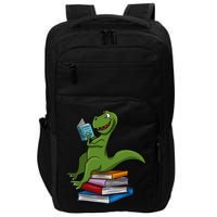 Reading Dinosaur T Rex Dinosaur Lover Dino Book Gift Idea Impact Tech Backpack