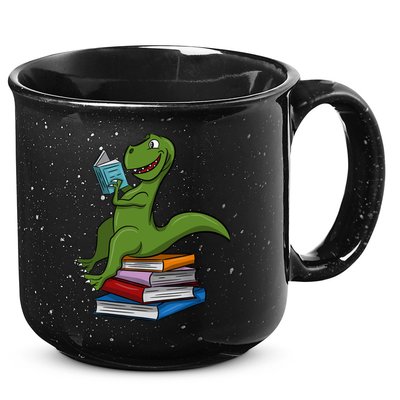Reading Dinosaur T Rex Dinosaur Lover Dino Book Gift Idea 15oz Campfire Ceramic Mug
