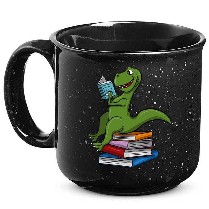 Reading Dinosaur T Rex Dinosaur Lover Dino Book Gift Idea 15oz Campfire Ceramic Mug