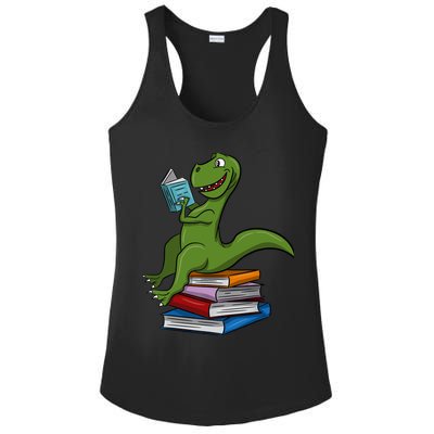 Reading Dinosaur T Rex Dinosaur Lover Dino Book Gift Idea Ladies PosiCharge Competitor Racerback Tank