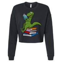 Reading Dinosaur T Rex Dinosaur Lover Dino Book Gift Idea Cropped Pullover Crew