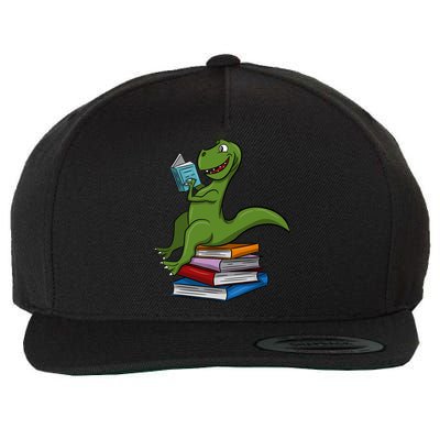 Reading Dinosaur T Rex Dinosaur Lover Dino Book Gift Idea Wool Snapback Cap