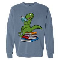 Reading Dinosaur T Rex Dinosaur Lover Dino Book Gift Idea Garment-Dyed Sweatshirt