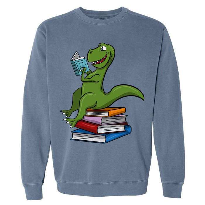 Reading Dinosaur T Rex Dinosaur Lover Dino Book Gift Idea Garment-Dyed Sweatshirt