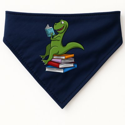 Reading Dinosaur T Rex Dinosaur Lover Dino Book Gift Idea USA-Made Doggie Bandana