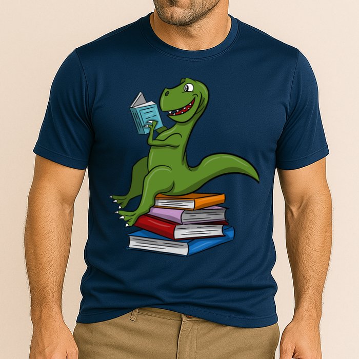 Reading Dinosaur T Rex Dinosaur Lover Dino Book Gift Idea Cooling Performance Crew T-Shirt
