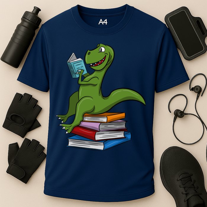 Reading Dinosaur T Rex Dinosaur Lover Dino Book Gift Idea Cooling Performance Crew T-Shirt