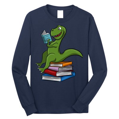 Reading Dinosaur T Rex Dinosaur Lover Dino Book Gift Idea Long Sleeve Shirt