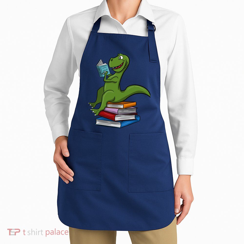 Reading Dinosaur T Rex Dinosaur Lover Dino Book Gift Idea Apron