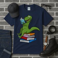 Reading Dinosaur T Rex Dinosaur Lover Dino Book Gift Idea Tall T-Shirt