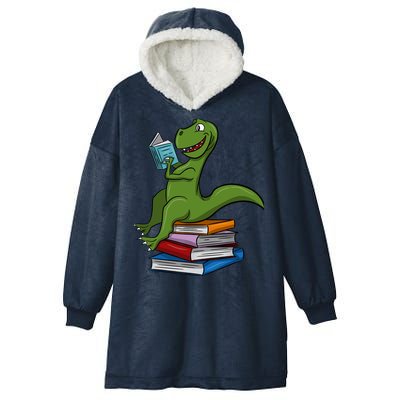 Reading Dinosaur T Rex Dinosaur Lover Dino Book Gift Idea Hooded Wearable Blanket