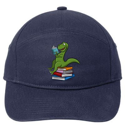 Reading Dinosaur T Rex Dinosaur Lover Dino Book Gift Idea 7-Panel Snapback Hat