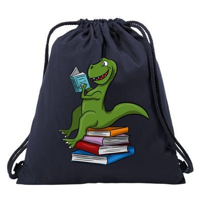 Reading Dinosaur T Rex Dinosaur Lover Dino Book Gift Idea Drawstring Bag