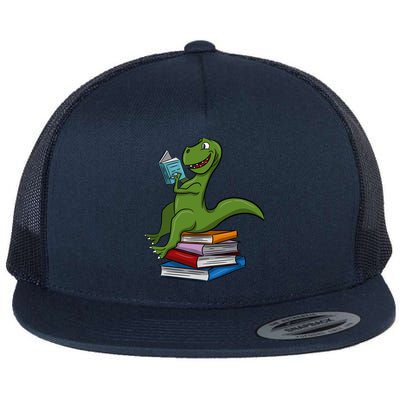 Reading Dinosaur T Rex Dinosaur Lover Dino Book Gift Idea Flatbill Hat