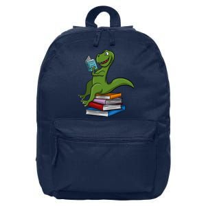 Reading Dinosaur T Rex Dinosaur Lover Dino Book Gift Idea 16 in Basic Backpack