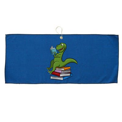 Reading Dinosaur T Rex Dinosaur Lover Dino Book Gift Idea Large Microfiber Waffle Golf Towel