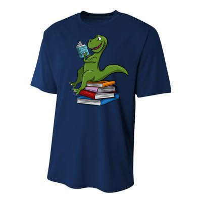 Reading Dinosaur T Rex Dinosaur Lover Dino Book Gift Idea Youth Performance Sprint T-Shirt