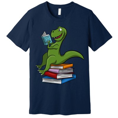 Reading Dinosaur T Rex Dinosaur Lover Dino Book Gift Idea Premium T-Shirt