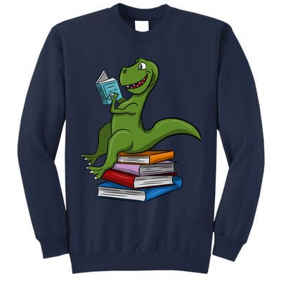 Reading Dinosaur T Rex Dinosaur Lover Dino Book Gift Idea Tall Sweatshirt