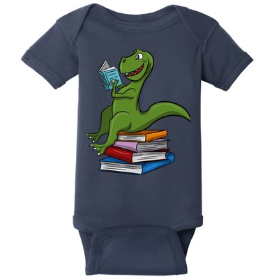 Reading Dinosaur T Rex Dinosaur Lover Dino Book Gift Idea Baby Bodysuit