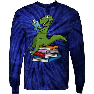 Reading Dinosaur T Rex Dinosaur Lover Dino Book Gift Idea Tie-Dye Long Sleeve Shirt