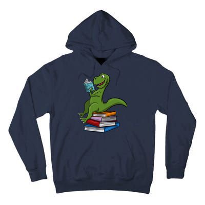 Reading Dinosaur T Rex Dinosaur Lover Dino Book Gift Idea Tall Hoodie