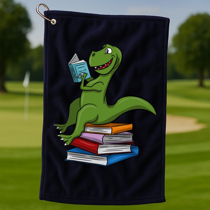 Reading Dinosaur T Rex Dinosaur Lover Dino Book Gift Idea Golf Towel