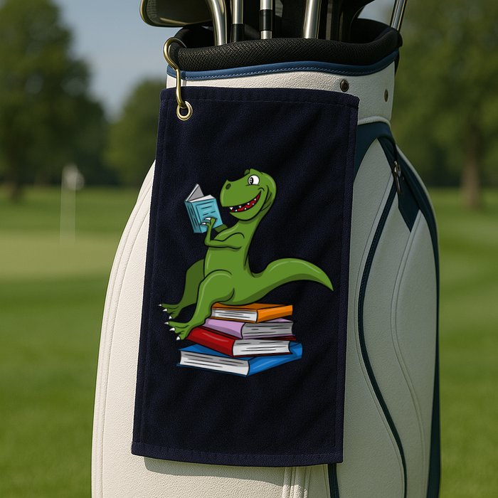 Reading Dinosaur T Rex Dinosaur Lover Dino Book Gift Idea Golf Towel