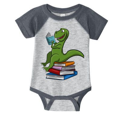 Reading Dinosaur T Rex Dinosaur Lover Dino Book Gift Idea Infant Baby Jersey Bodysuit